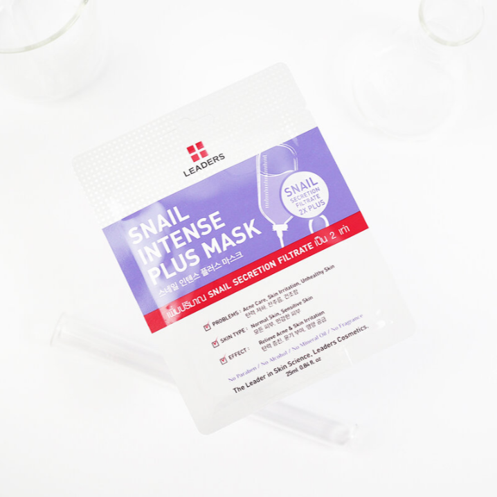 Leaders - Snail Intense Plus Face Mask with Snail Secretion Filtrate 25ml. (Pack of 6)