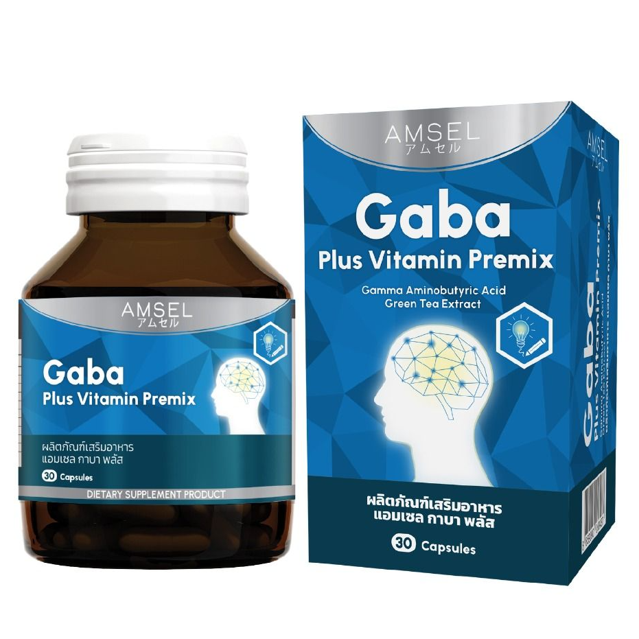 Amsel - Gaba Plus Vitamin Premix, Gamma Aminobutyric Acid Green Tea Extract (30 capsules)