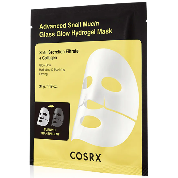 COSRX - Advanced Snail Mucin Glass Glow Hydrogel Mask with Snail Secretion Filtrate + Collagen, 1 Sheet (Pack of 3)