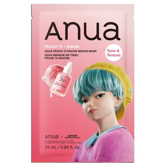 Anua - Kpop Demon Hunters Peach 70 Niacin Serum Mask 25ml. (Pack of 6)