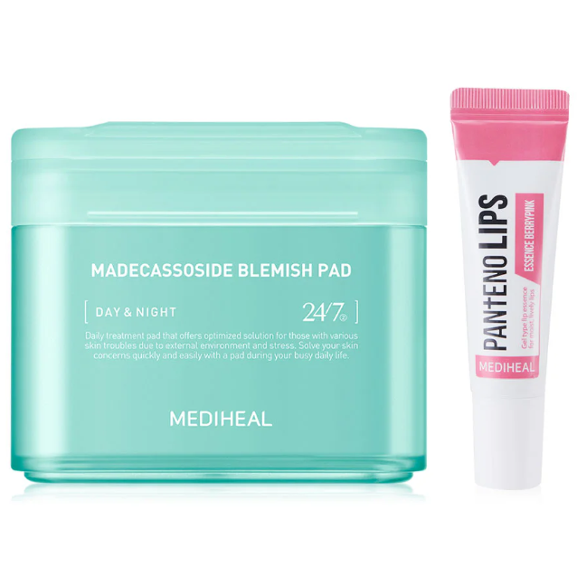 Mediheal - Bundle: 1x Madecassoside Blemish Pad 170ml. (100 Pads) + 1x Pantenolips Essence Berrypink 10ml.