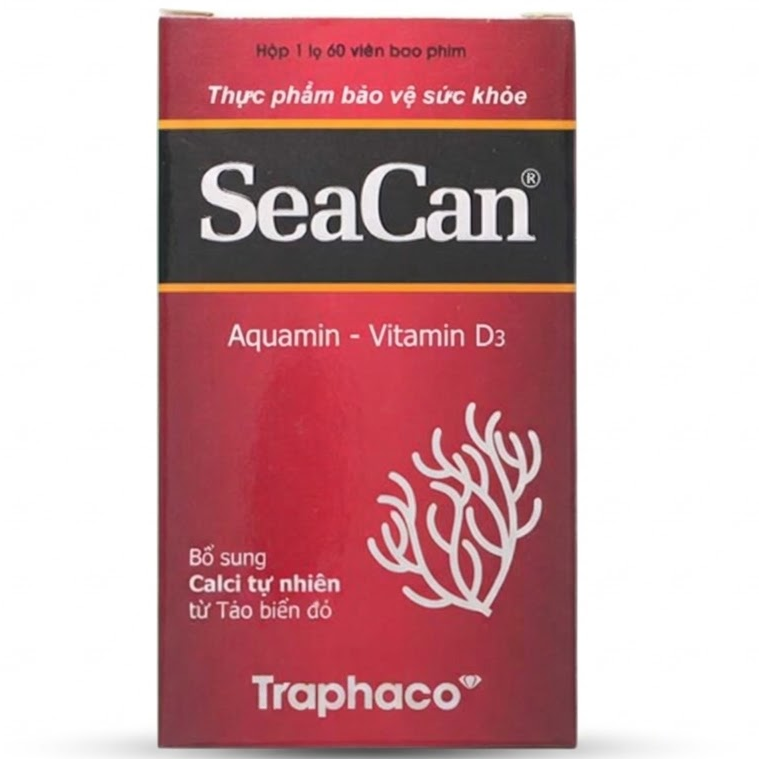 Traphaco - SeaCan - Aquamin Natural Red Algae Calcium & Vitamin D3 Joint Support Supplement Bổ Sung Canxi Tảo Biển Đỏ (60 Tablets)