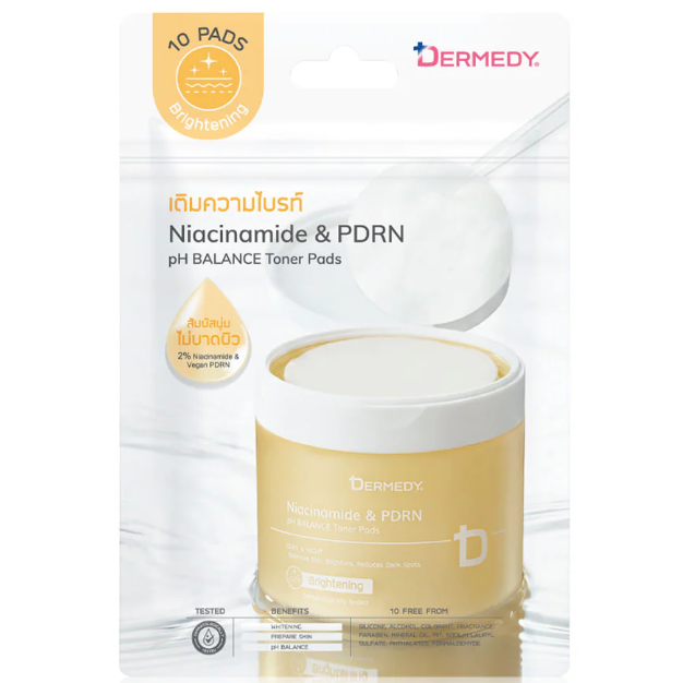 Dermedy - Niacinamide & PDRN pH Balance Toner Pad 25g. (Pack of 3 x 10 Pads)