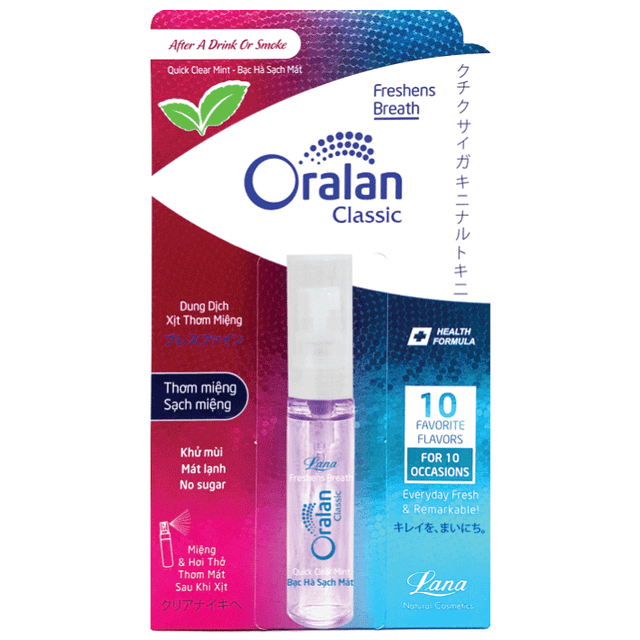 Lana - Oralan Classic Xịt Thơm Miệng Mint Breath Spray 8ml. (Pack of 3)