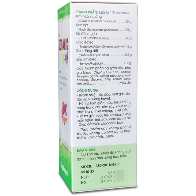 Traphaco - Boganic Kid - Diggestive Liver Support Cooling Siro Mát Gan Cho Bé Detoxification Syrup for Children 100ml.