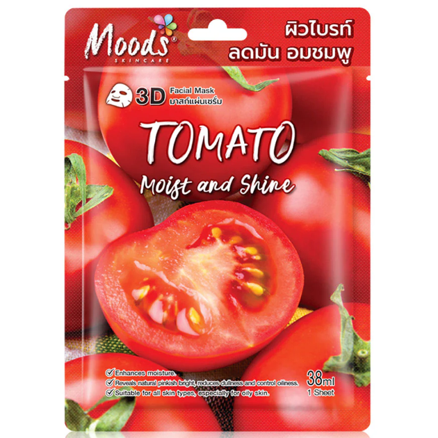 Moods Skin Care - Tomato Moist And Shine 3D Facial Mask 38ml. (Pack of 3)