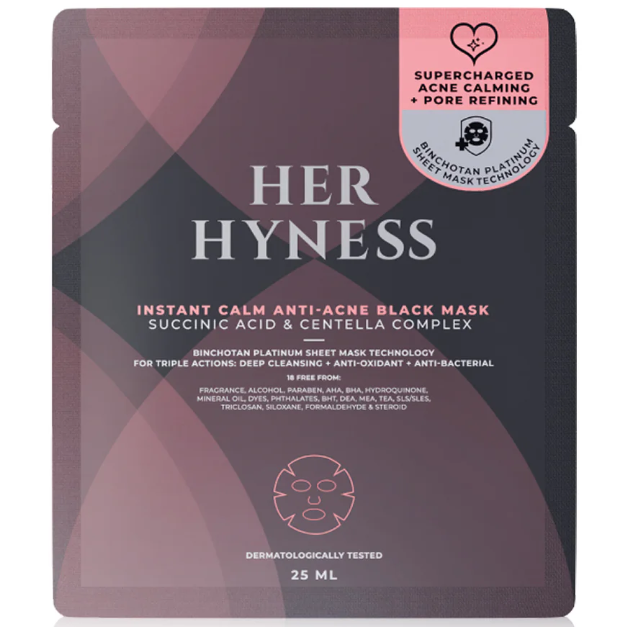 Her Hyness - Instant Calm Anti-Acne Black Mask with Succinic Acid & Centella Complex 25ml. (Pack of 3)