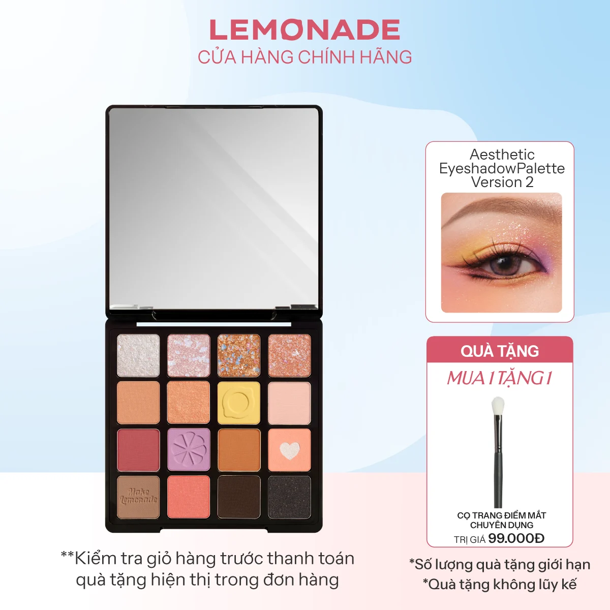 Lemonade - Aesthetic - Eyeshadow Palette Version 2 Bảng Phấn Mít Aesthetic Eyeshadow Palette Version 2 20.8g.