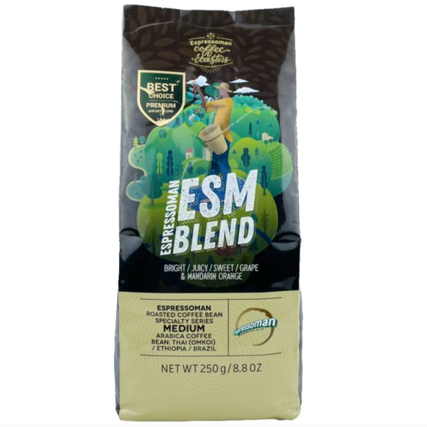 Espressoman - ESM Blend, Medium Arabica Coffee 250g. (Bright /Juicy / Sweet / Grape & Mandarin Orange)