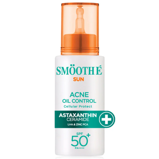 Smooth E - Sun Acne Oil Control Cellular Protect Astaxanthin Ceramide LHA & Zinc PCA SPF 50+ PA++++ 30g.