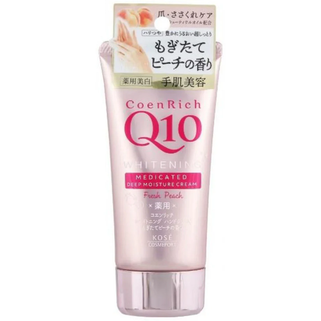 KOSE - CoenRich Q10 - Whitening Fresh Peach Medicated Hand Cream 80g.