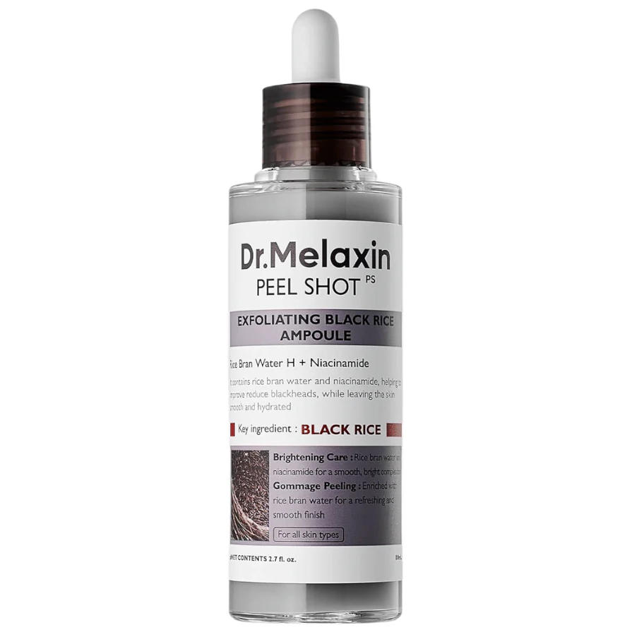 Dr.Melaxin - Peel Shot Exfoliant Black Rice Ampoule with Rice Bran Water H + Niacinamide 80ml.
