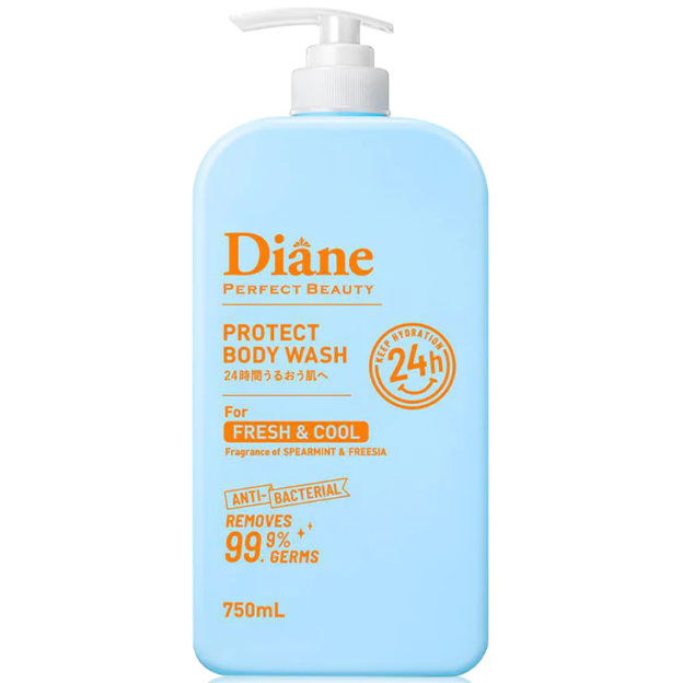 Moist Diane - Protect Body Wash for Fresh & Cool, Anti-Bacterial, Spearmint & Freesia 750ml.