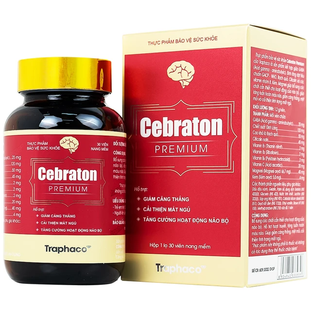 Traphaco - Cebraton Premium - Vitamin Supplement for Brain Health, Viên Uống Bổ Sung Vitamin Cho Não, Improves Brain Blood Circulation (30 tablets)