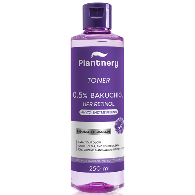 Plantnery - 0.5% Bakuchol HPR Retinol Phyto-Enzyme Peeling Radiance & Glass Skin Toner 250ml.