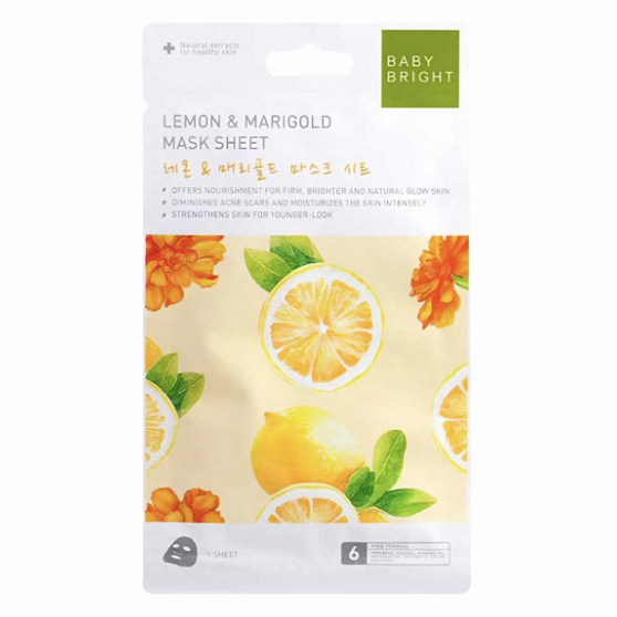 Baby Bright - Lemon & Marigold Mask Sheet 20g. (Pack of 3)