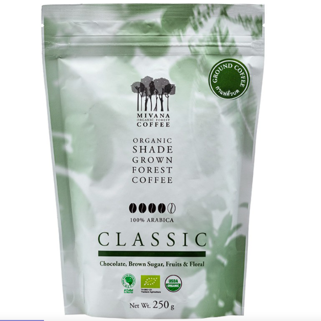 Mivana - Classic, Roasted Organic Shade Grown Forest Coffee 100% Arabica (Chocolate, Brown Sugar, Fruits & Floral) 250g.
