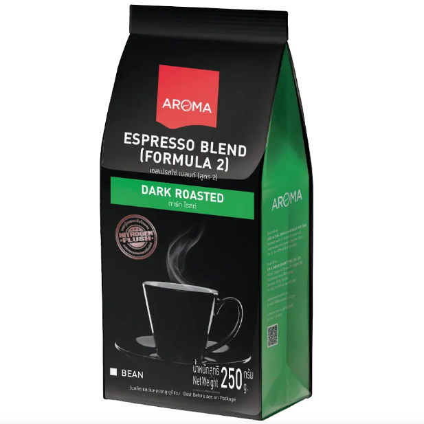 Aroma - Espresso Blend (Formula 2) Dark Roasted Coffee Beans 250g.