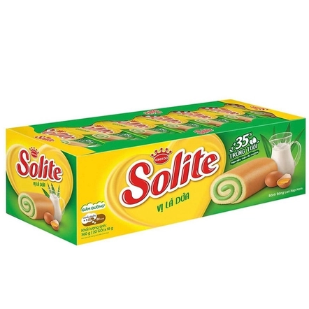 KINH DO - Solite - Rolled Sponge Cake Cuộn Kinh Đô Khay Cuộn Lá Dứa Pandan Leaf Roll 360g.