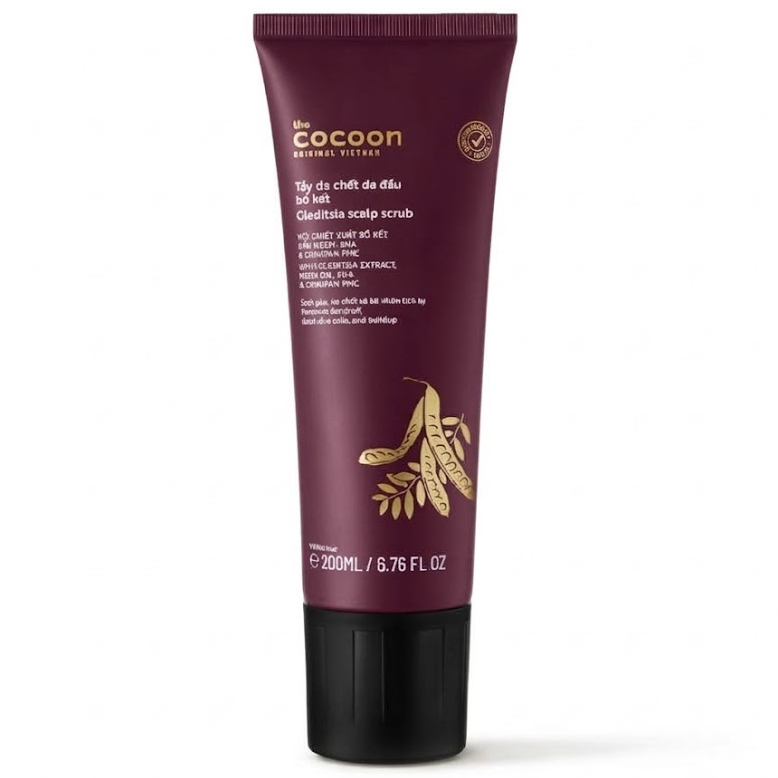 Cocoon Vietnam - Gleditsia Scalp Scrub (Tẩy Da Chết Da Đầu Bồ Kết) with Gleditsia Extract, Neem Oil, BHA & Crinipan PMC 200ml.