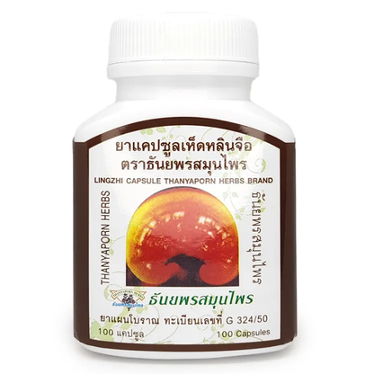 Thanyaporn Herbs - Lingzhi Reisha Extract - Mushrooms of Immortality and Spiritual Power - 100 Capsules - Made in Thailand