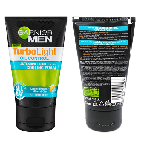 Garnier Men - Turbo Light - Oil Control - Anti-Shine Brightening Cooling Foam 100ml.