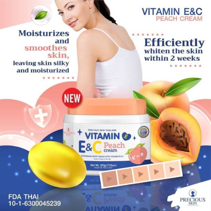 Precious Skin Thailand - Vitamin E&C Peach Cream 200g.