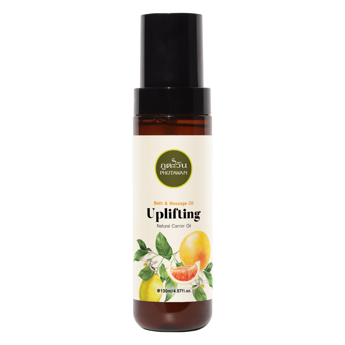 Phutawan - Uplifting, Bath & Massage Oil with Citrus, Grapefruit, Lemon Aroma and Mix of Natural Oils 130ml.