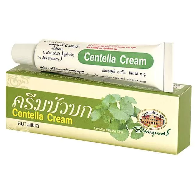 Abhaibhubejhr - Centella Asiatica Cream 10 g. (Pack of 3) - Made in Thailand