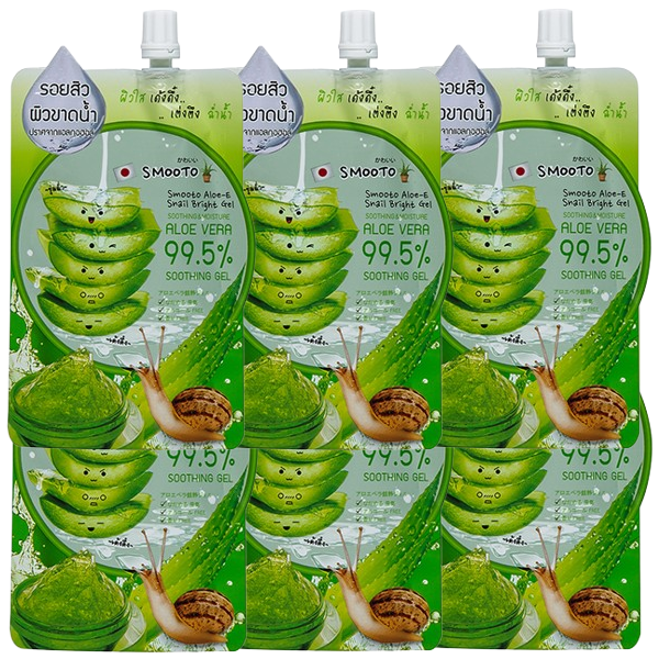 Smooto - Alove VeraGel Aloe-E Snail Bright Gel 50g. (Pack of 6)