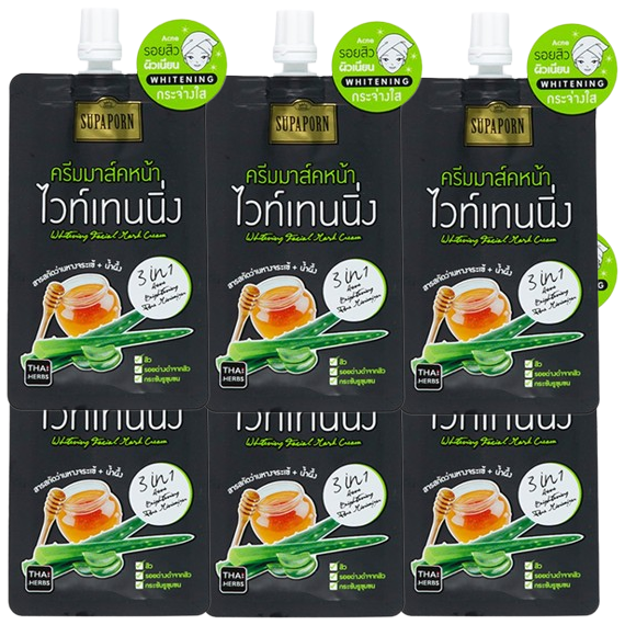 Supaporn - Aloe Vera Facial Mask Cream 12g. (Pack of 6)