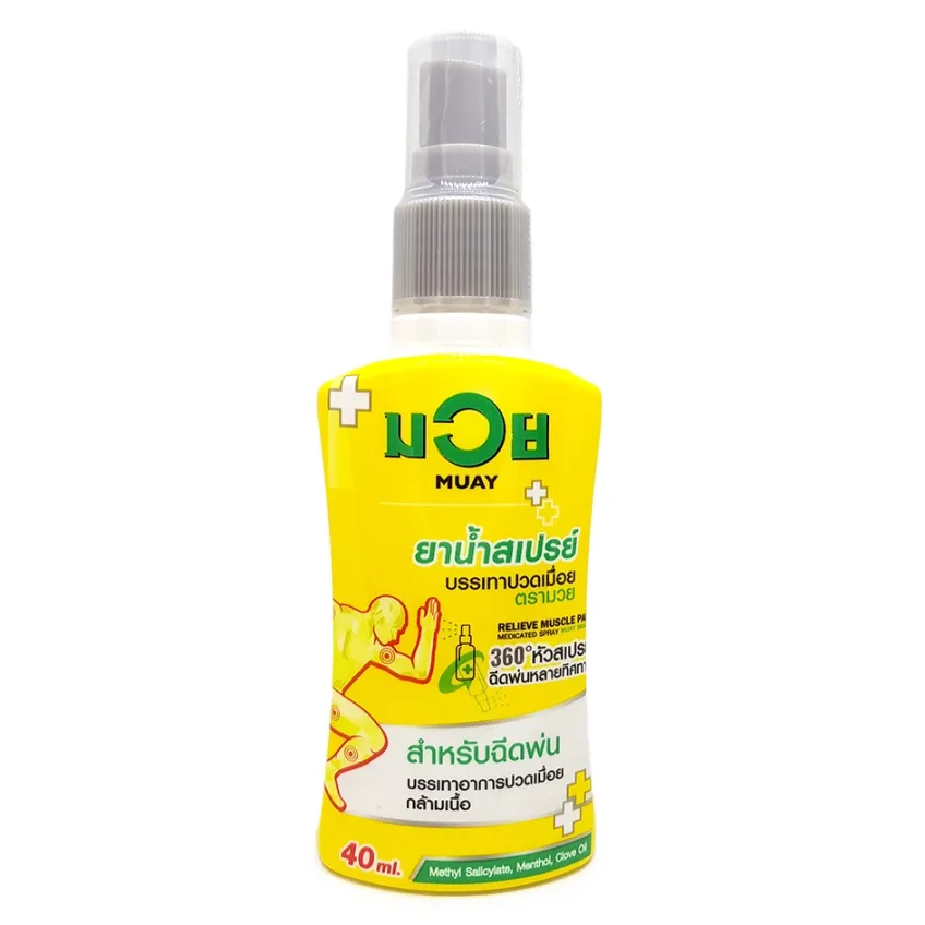 Namman Muay - Medicated Spray, Relieve Muscle Pain, Muay Thai with Methyl Salicylate, Menthol and Clove Oil 40ml.