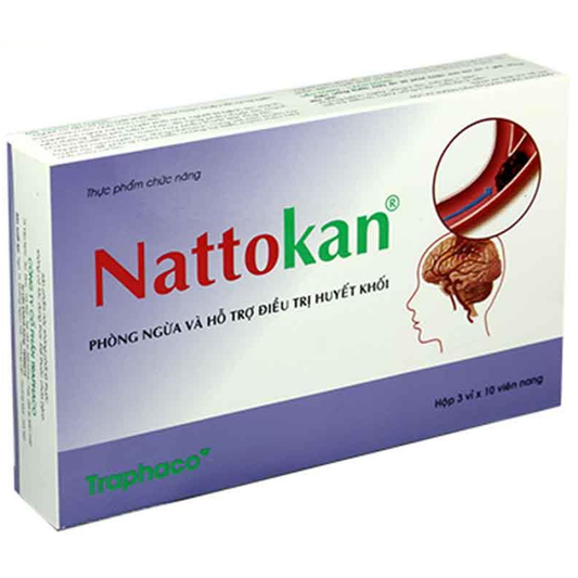 Traphaco - Nattokan - Blood Clot and Stroke Risk Reduction Supplement for High Cholesterol Giảm Huyết Khối & Mỡ Máu (30 Capsules)