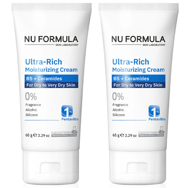 Nu Formula Ultra-Rich Moisturizing Cream B5 and Ceramides 65g pack of 2 for dry skin.