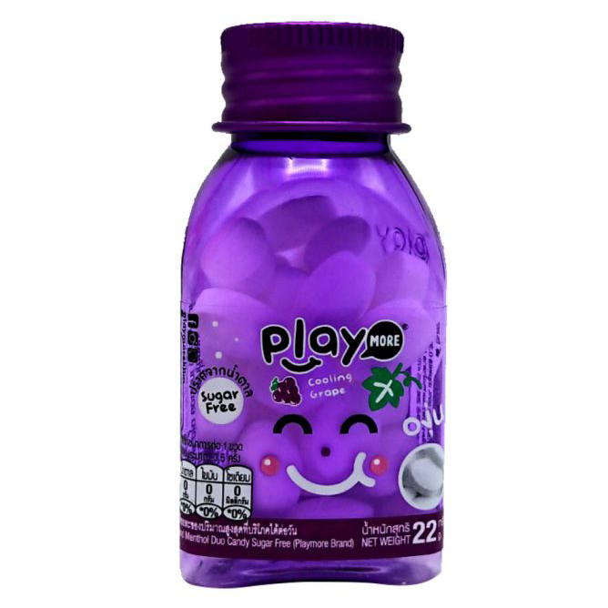 Playmore - Grape and Menthol Flavored Candy Bottle 22g. (Pack of 6 Bottles)