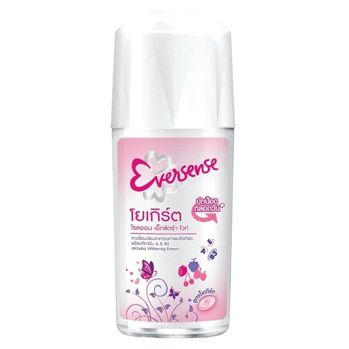 Eversense - Extra White Roll-On Deodorant Yogurt Pink 45ml. (Pack of 2)