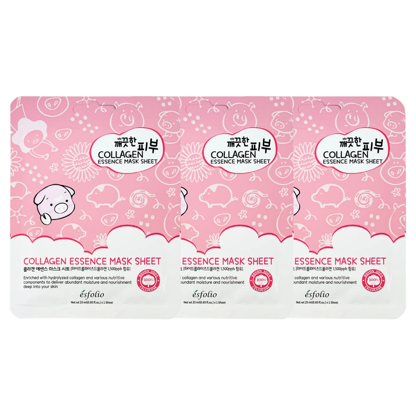 Esfolio - Pure Skin Collagen Essence Mask Sheet 25ml. (Pack of 3)