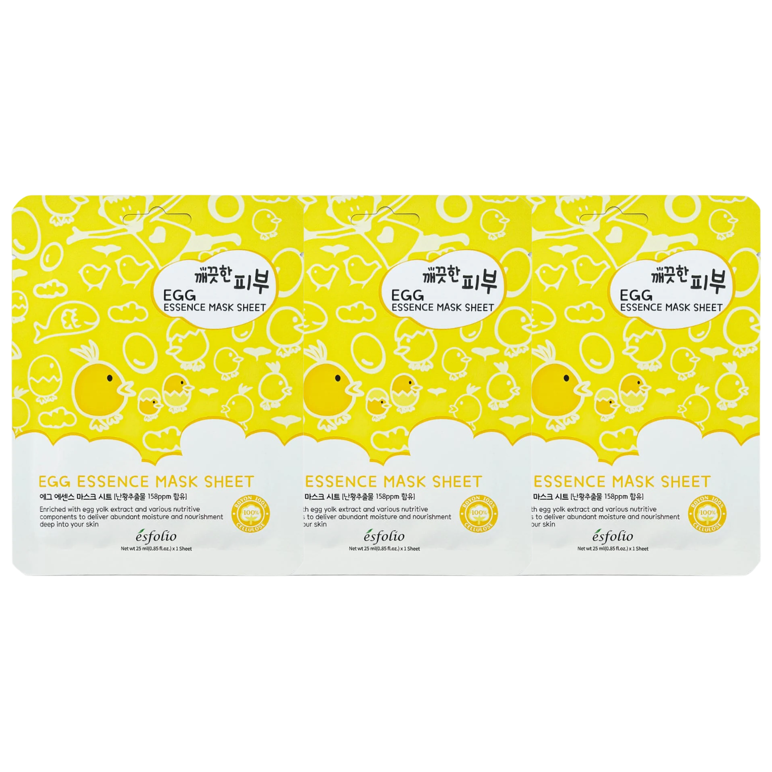 Esfolio - Pure Skin Egg Essence Mask Sheet 25ml. (Pack of 3)