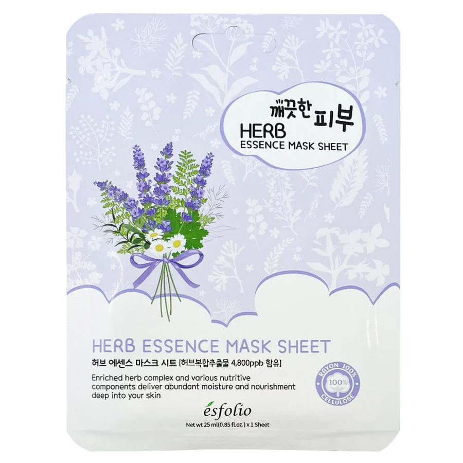 Esfolio - Pure Skin Herb Essence Mask Sheet 25ml. (Pack of 3)