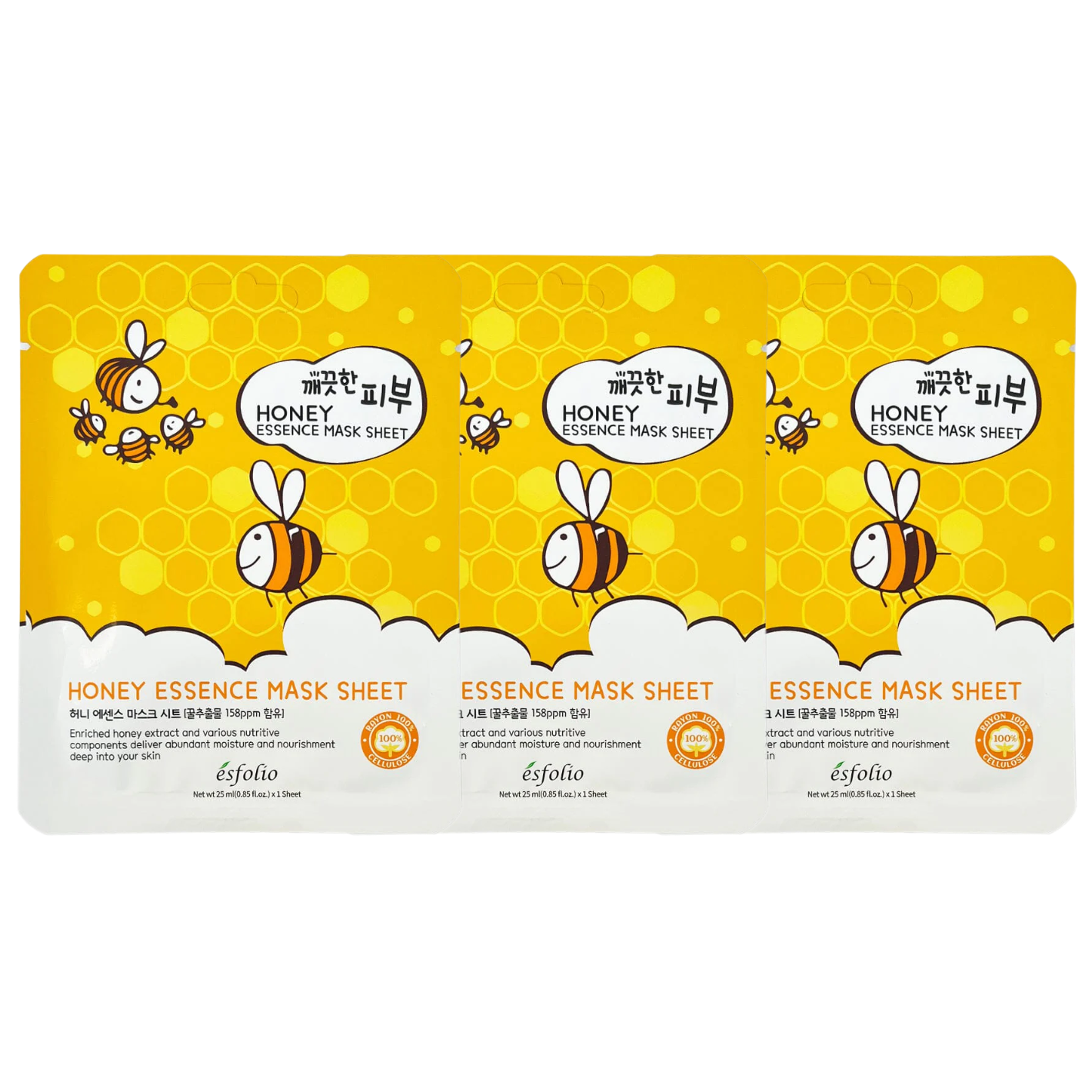 Esfolio - Pure Skin Honey Essence Mask Sheet 25ml. (Pack of 3)