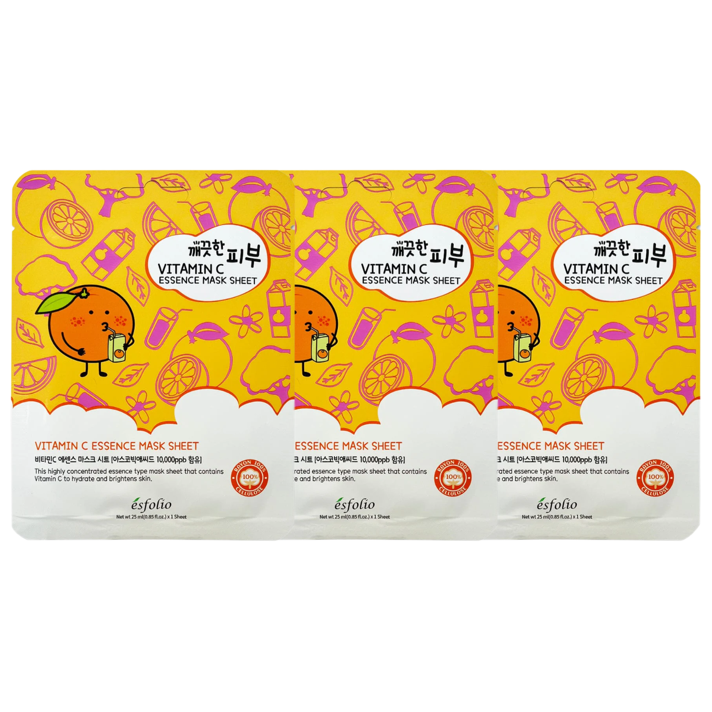 Esfolio - Pure Skin Vitamin C Essence Mask Sheet 25ml. (Pack of 3)