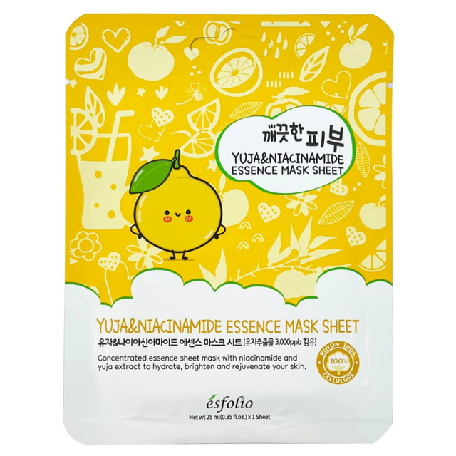 Esfolio - Pure Skin Yuja & Niacinamide Essence Mask Sheet 25ml. (Pack of 3)