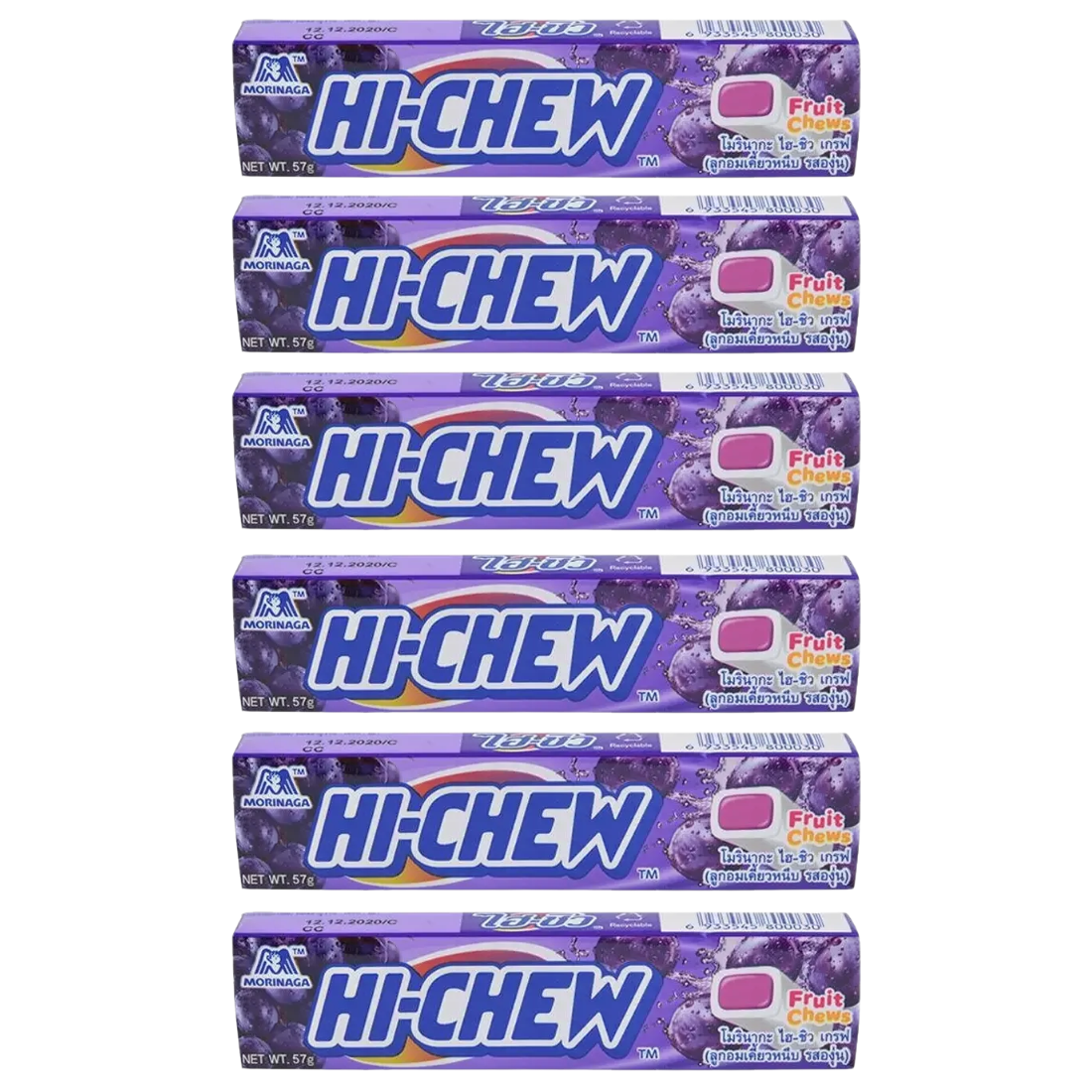 Morinaga - Hi-Chew - Grape Chewy Candy Stick 57g. (Pack of 6)