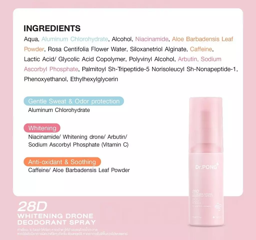 Dr.PONG - 28D Whitening Drone Deodorant Spray 100ml.