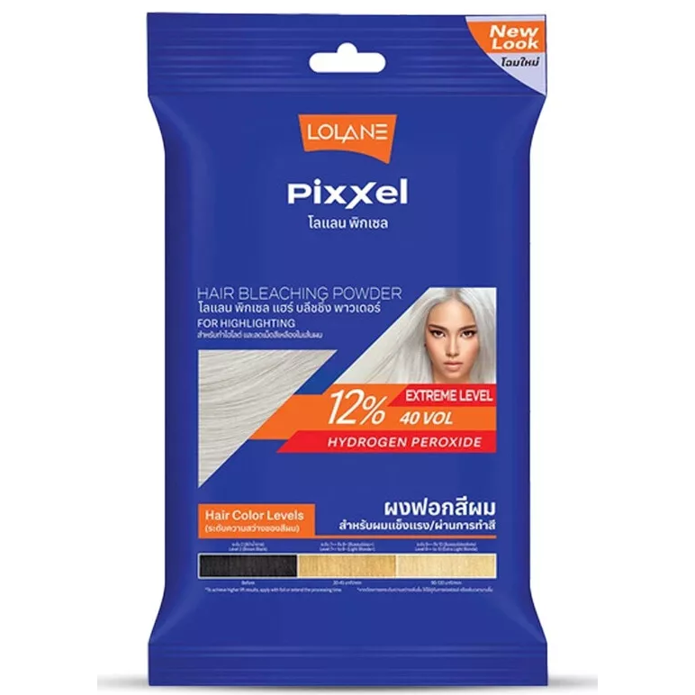 Lolane - Pixxel Hair Bleaching Powder + Oxymilk 12% 15g. (Pack of 3)