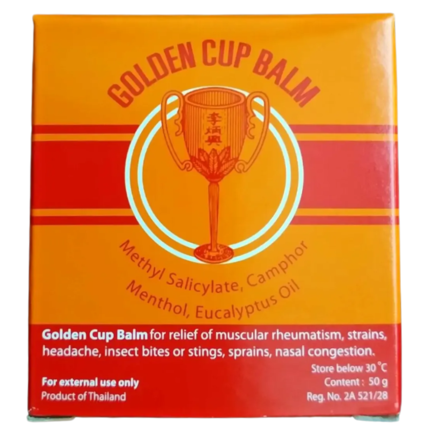 Golden Cup - Original Balm Herbal Aroma Relaxing Thai Balm Massage 50 g. (Pack of 3) - Made in Thailand