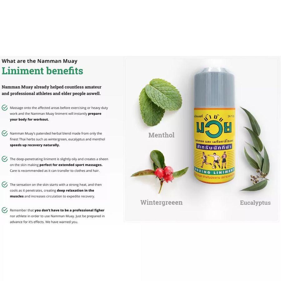Namman Muay - Boxing Liniment, Relieve Muscle Pain, Muay Thai Massage Oil, Thailand 120ml.