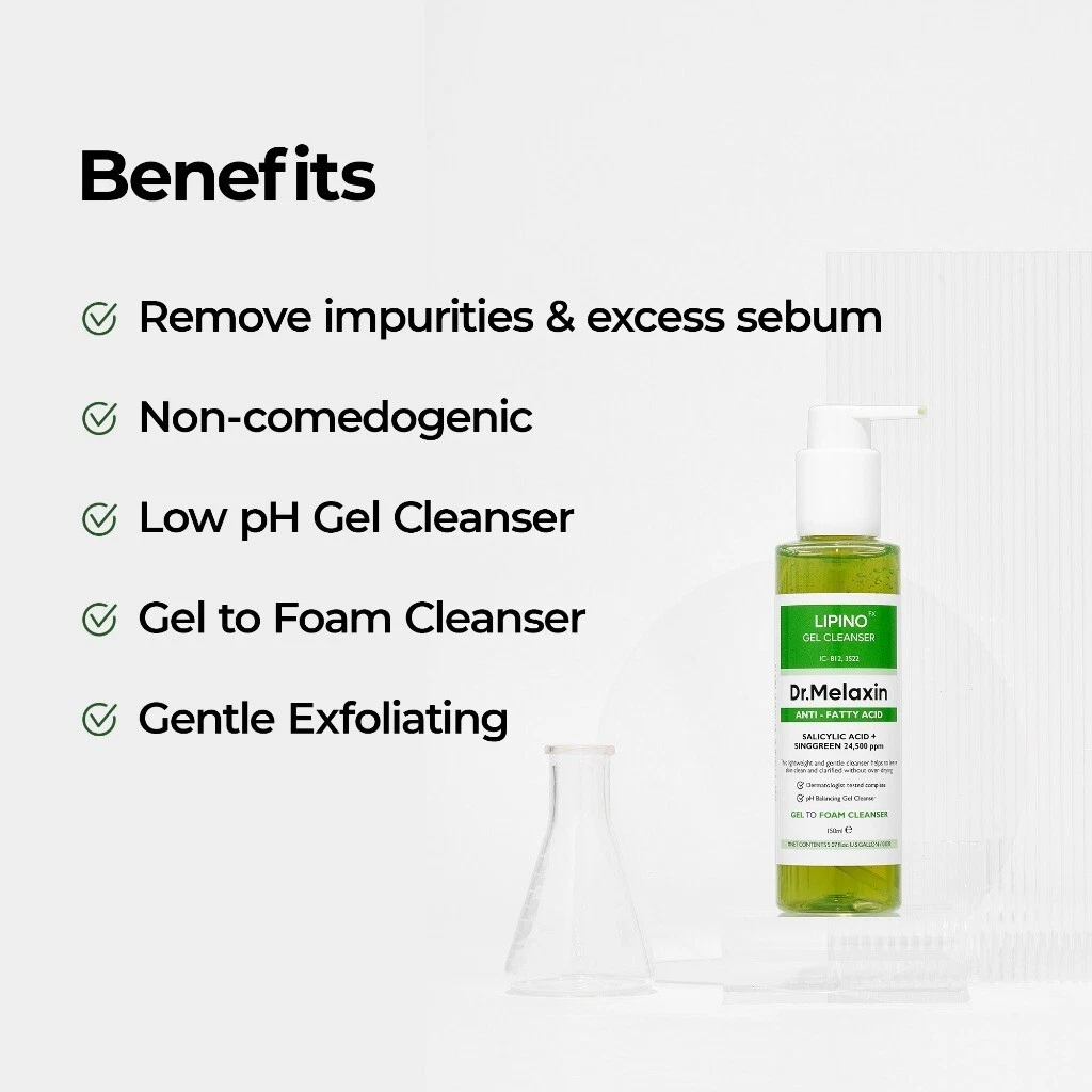 Dr.Melaxin - Lipino Anti-Fatty Acid Gel Cleanser with Salicylic Acid 150ml.