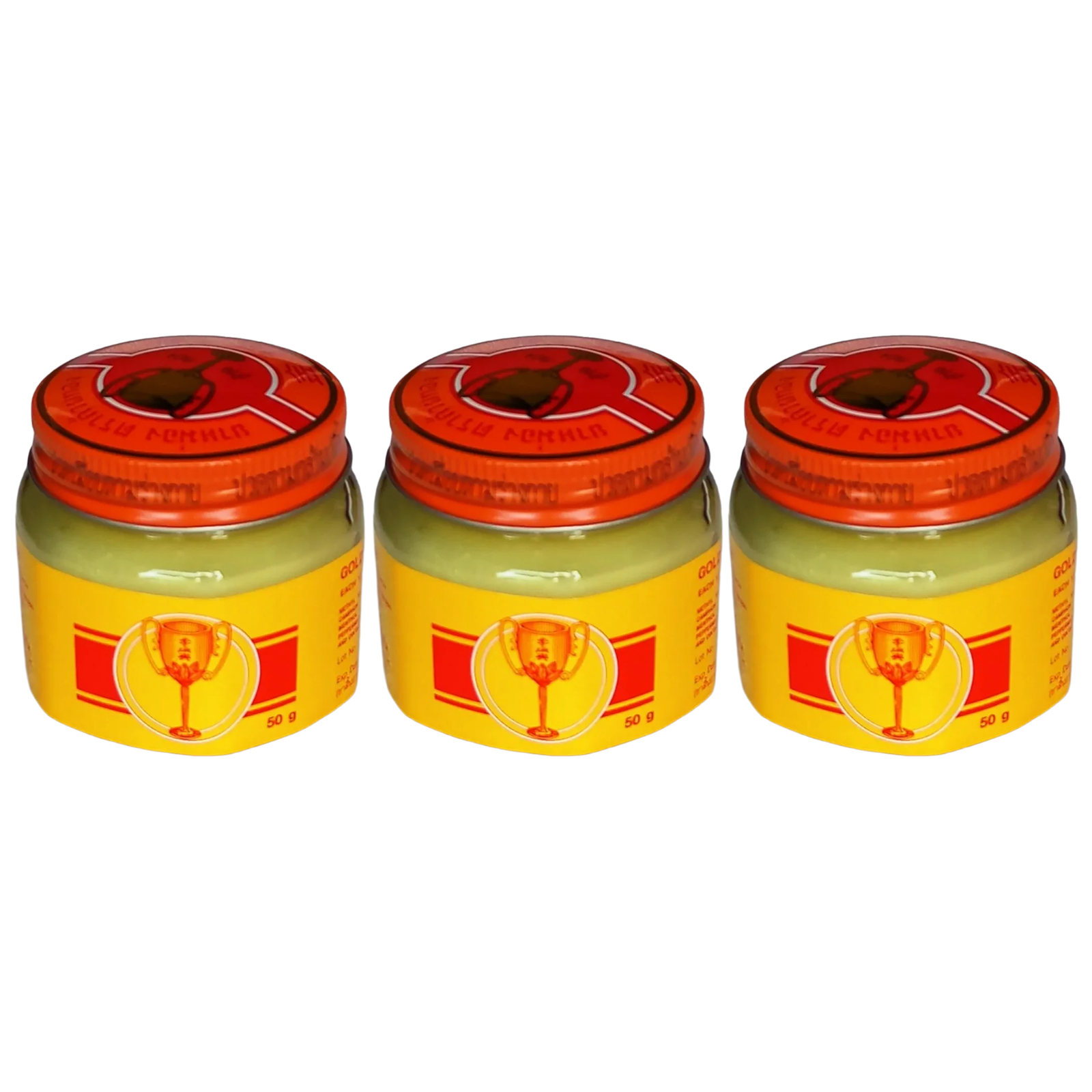 Golden Cup - Original Balm Herbal Aroma Relaxing Thai Balm Massage 50 g. (Pack of 3) - Made in Thailand