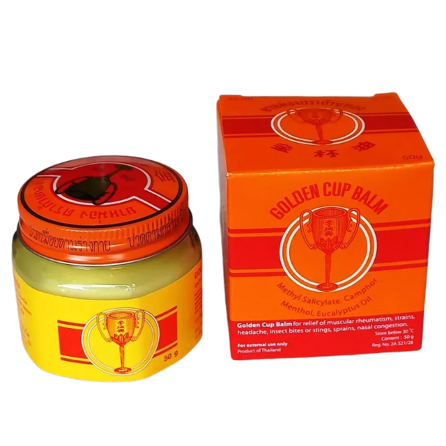 Golden Cup - Original Balm Herbal Aroma Relaxing Thai Balm Massage 50 g. (Pack of 3) - Made in Thailand